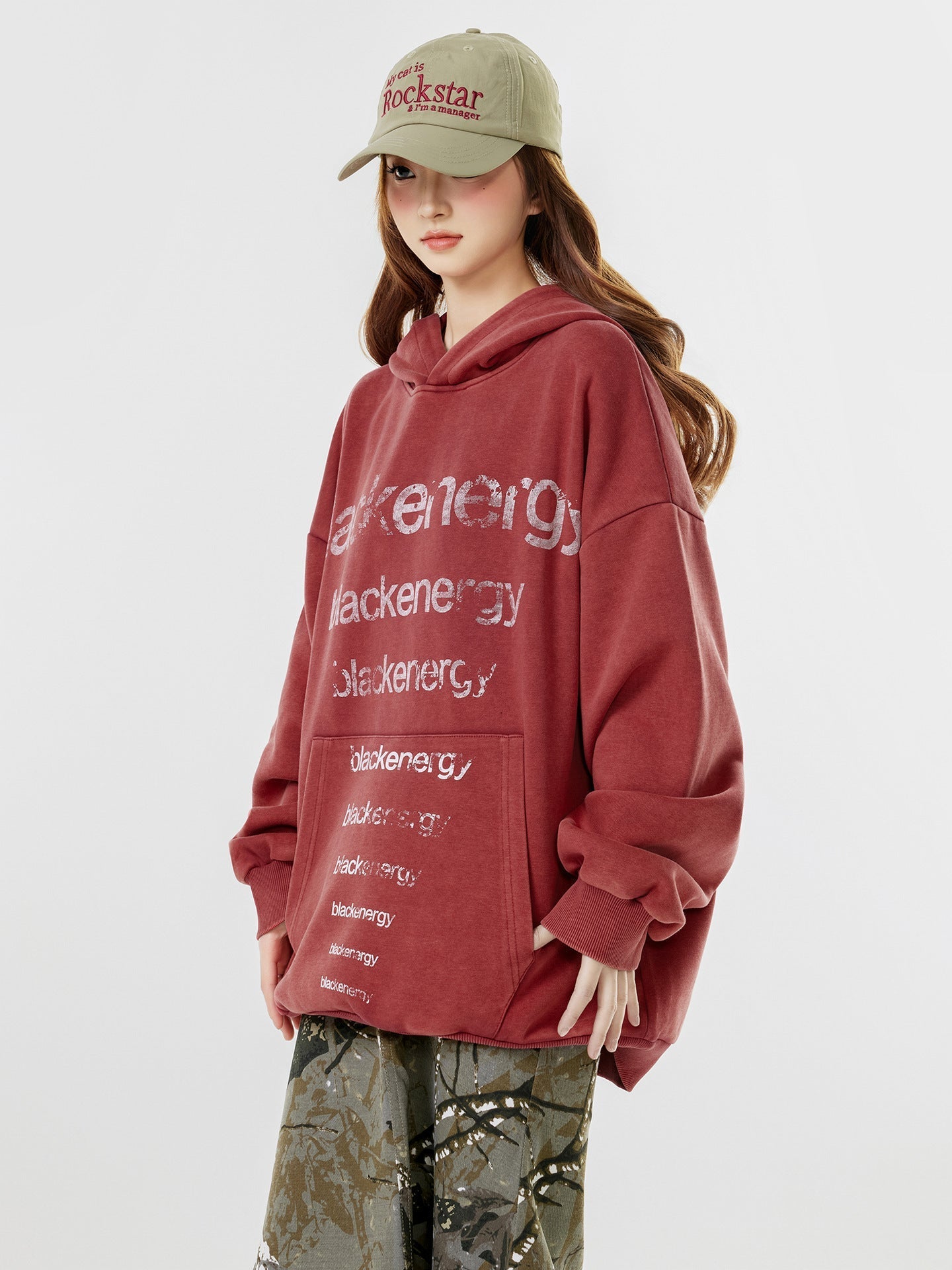 Washed Letter Print Hoodie
