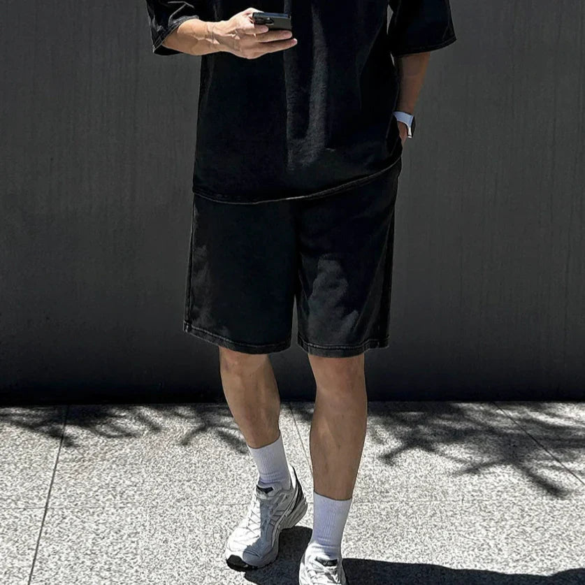 Washed Oversize Short Sleeve T-Shirt & Washed Straight Short Setup