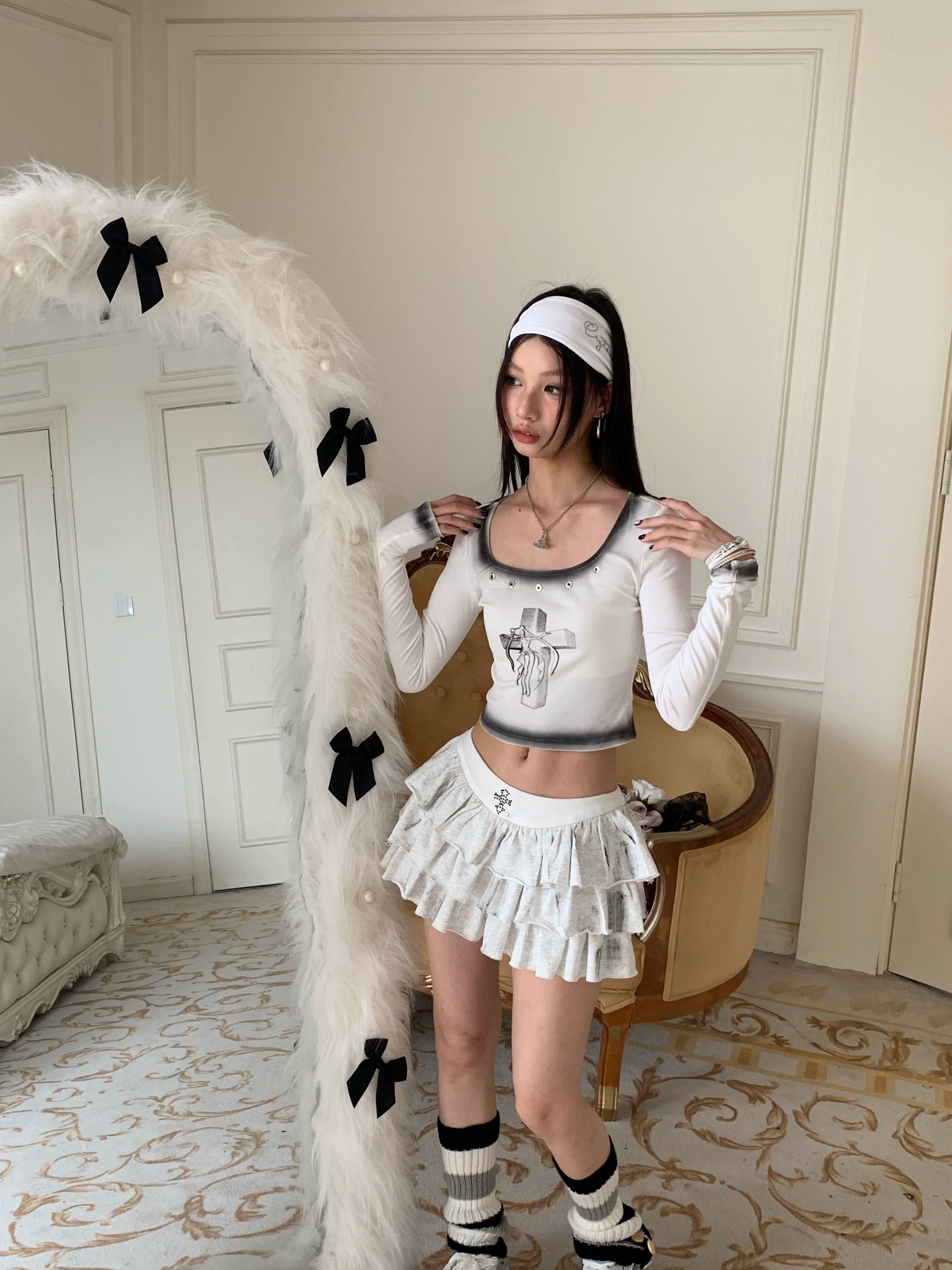 Tiered Ruffle Short Skirt