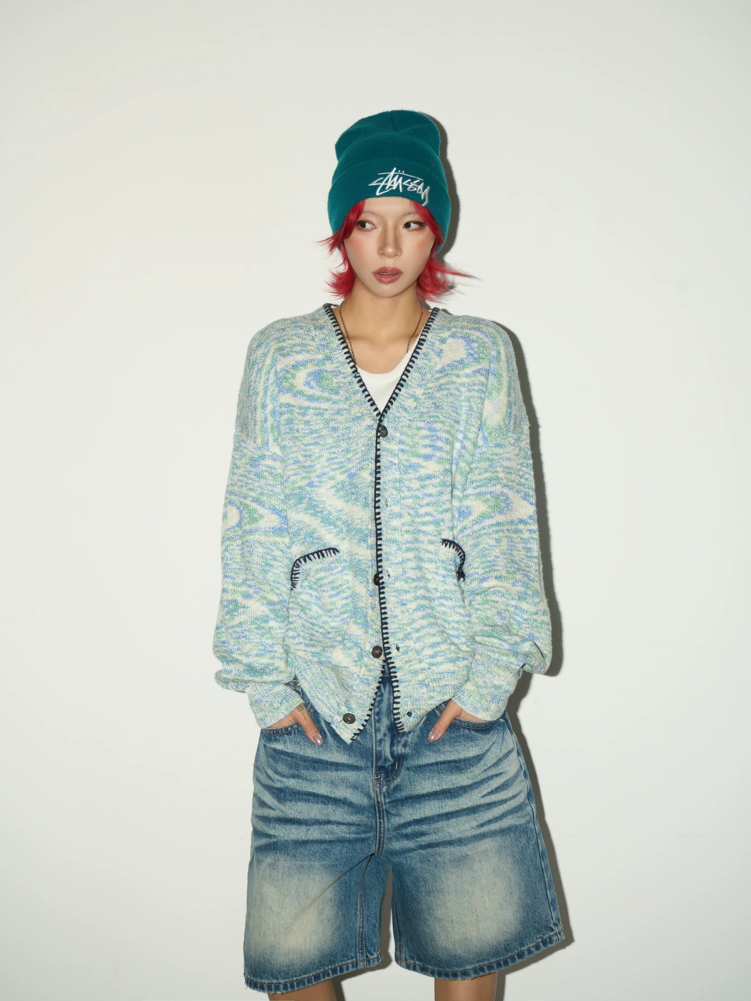 Melange Knit Pocket Button Cardigan