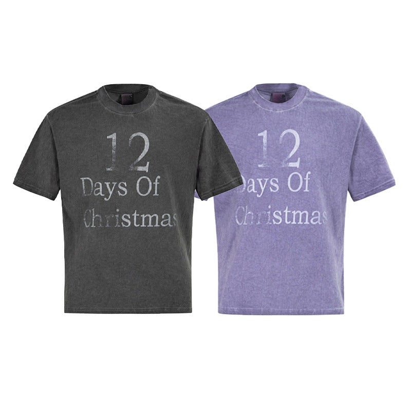 Washed Letter Print Oversize Short Sleeve T-Shirt