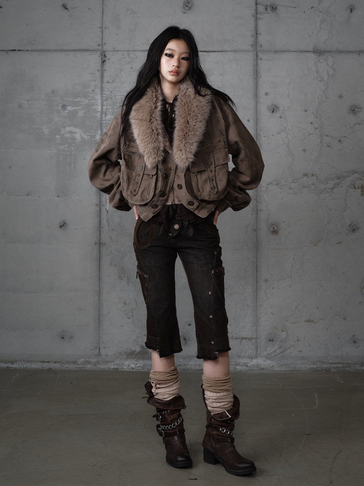 Patchwork Plaid Punk Work Jacket