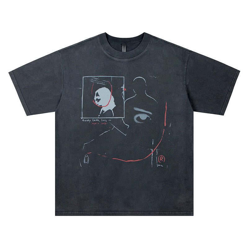 Illusory Face Printed T-shirt