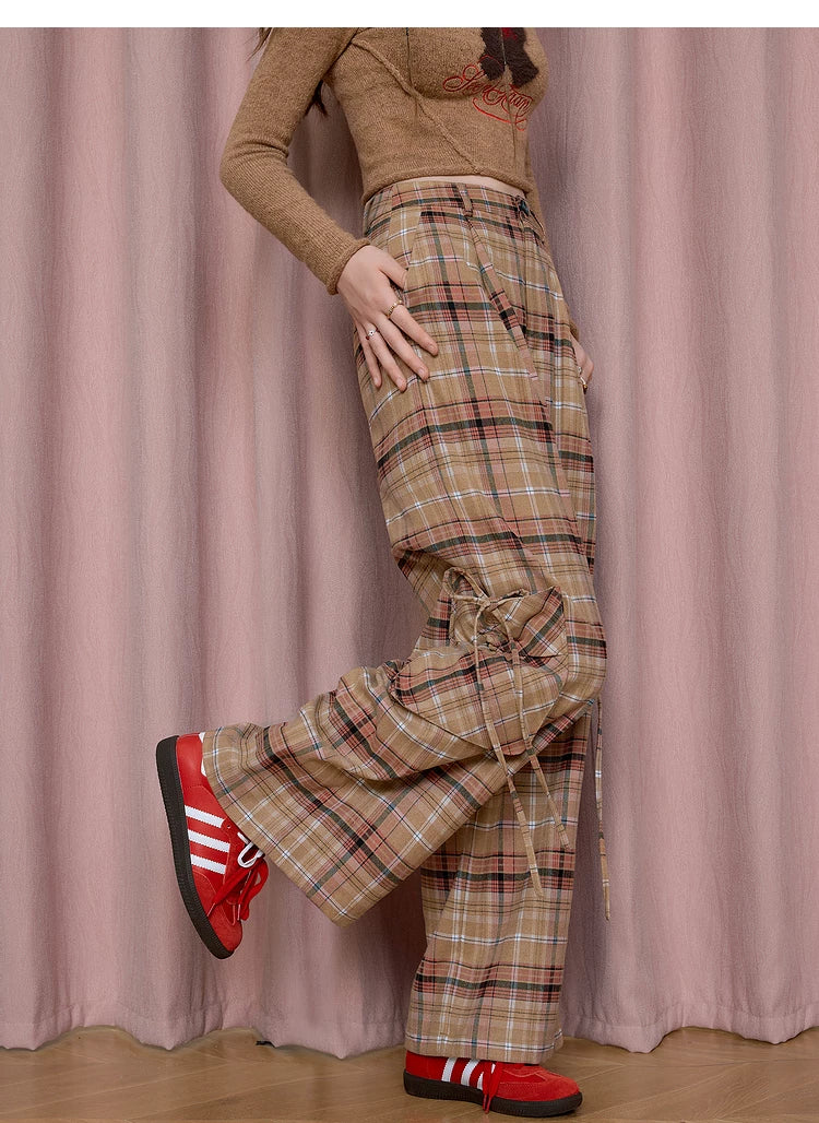 Plaid Wide-Leg Pants