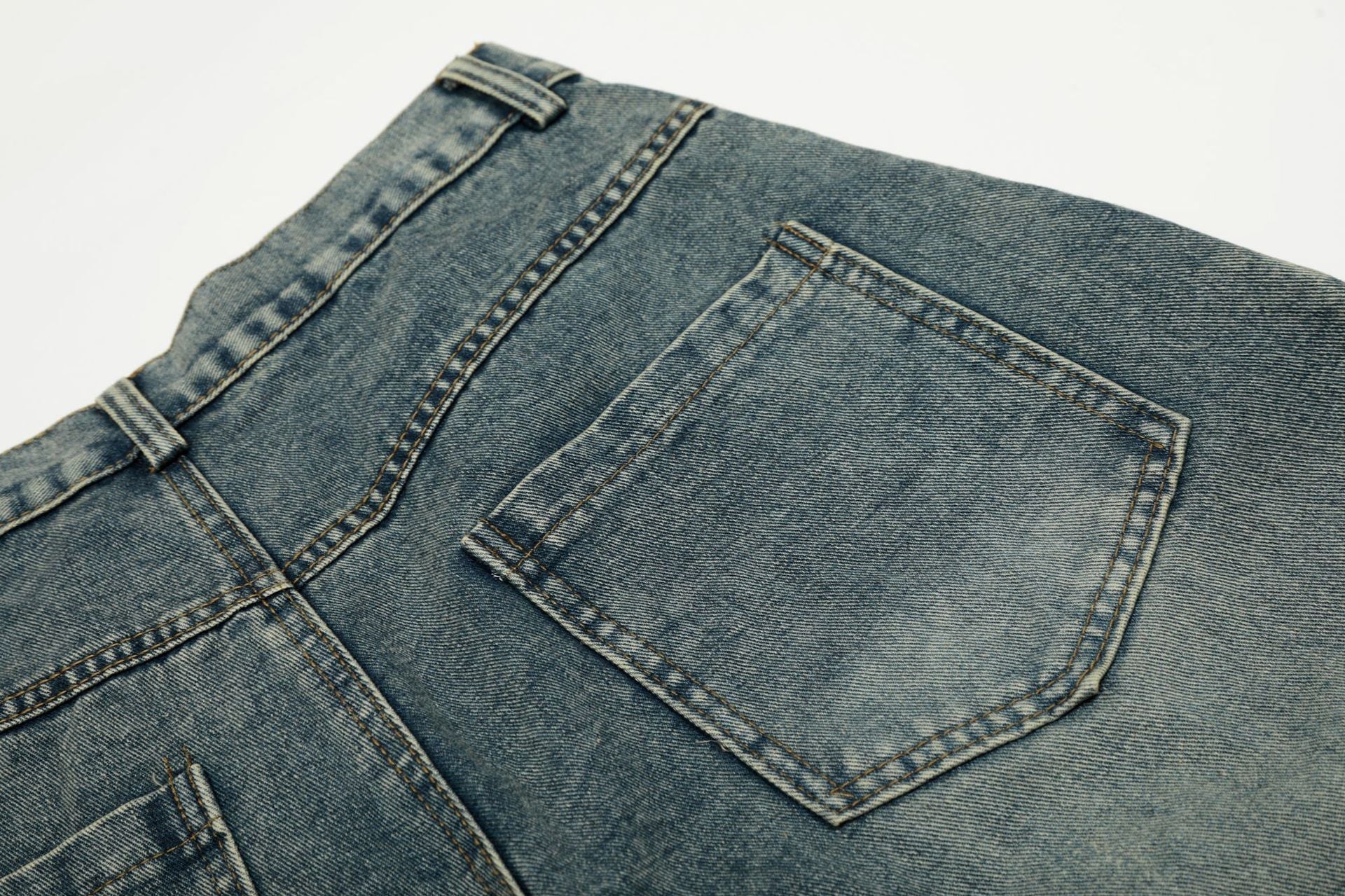 Washed Leopard Panel Curved Denim Jeans