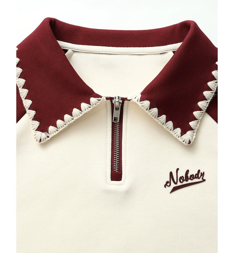 Sudadera retro bicolor con cremallera