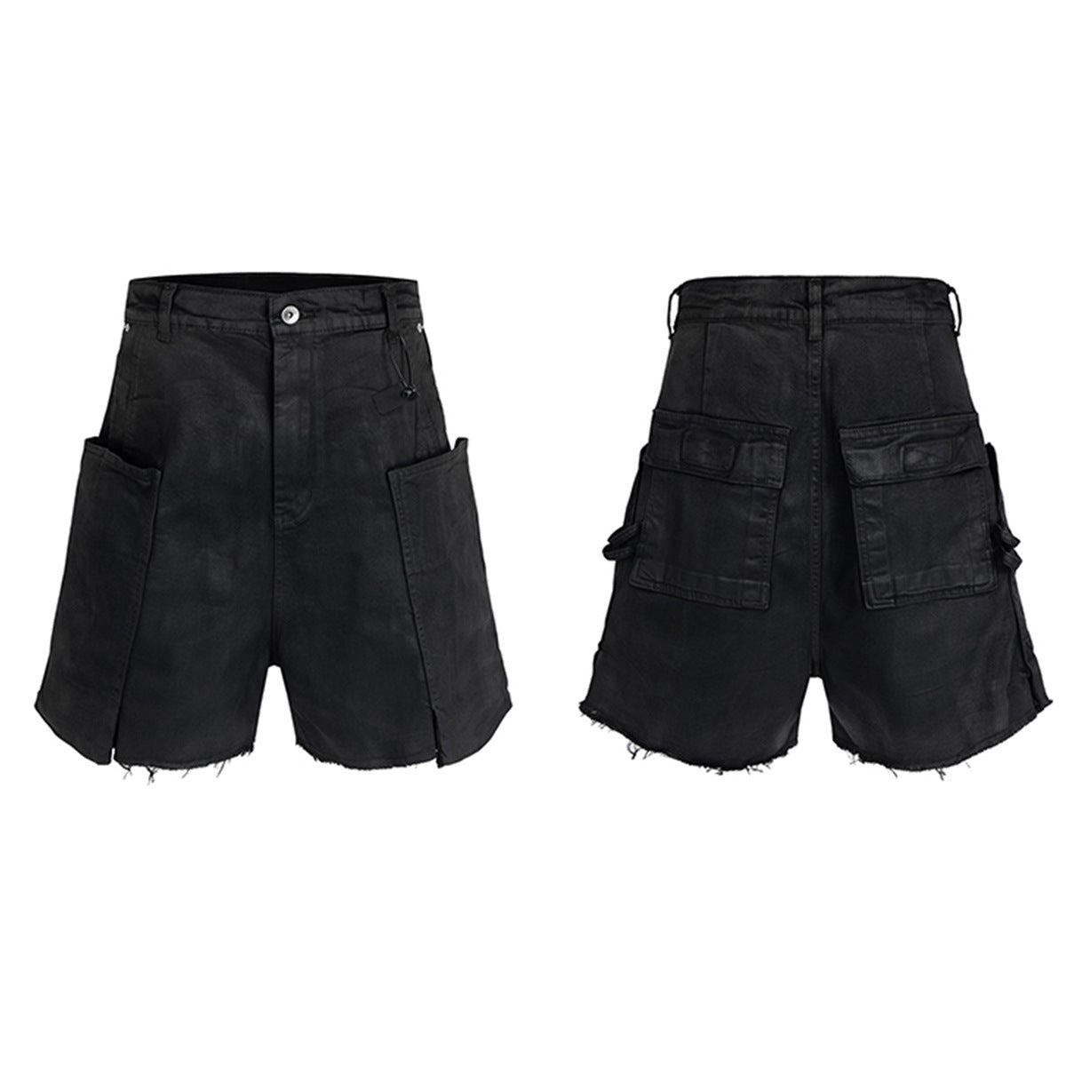 Washed Coating Cargo Pocket Denim Jort