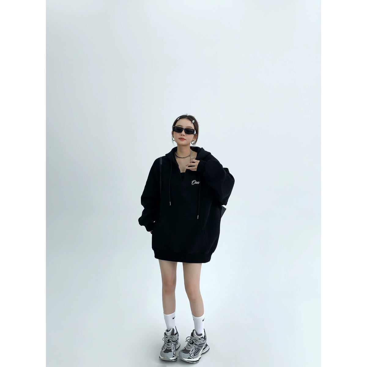 Oversized V-Neck Hoodie