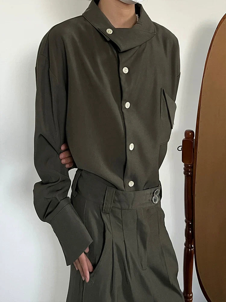 Unique Collar Long Sleeve Shirt