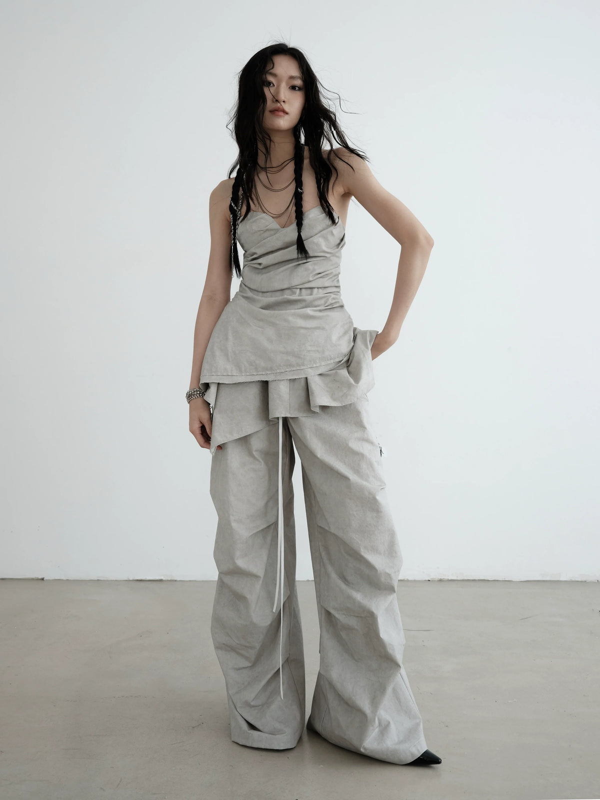 Back Zipper Pure Cotton Wrinkle Tube Top