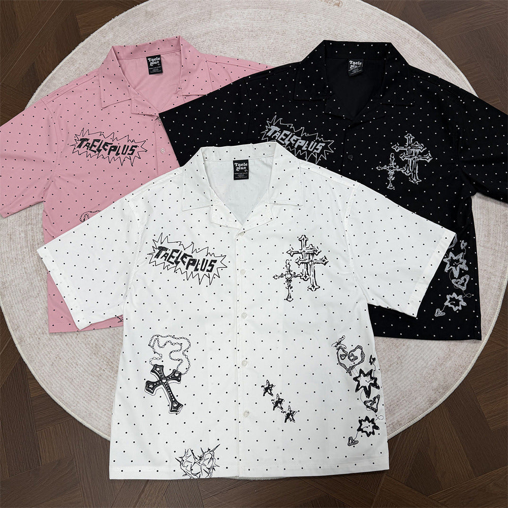 Chemise décontractée à pois croisés