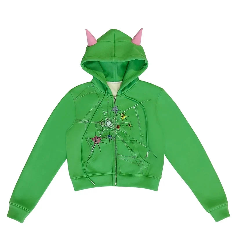 Cracked Print Zipper Hoodie