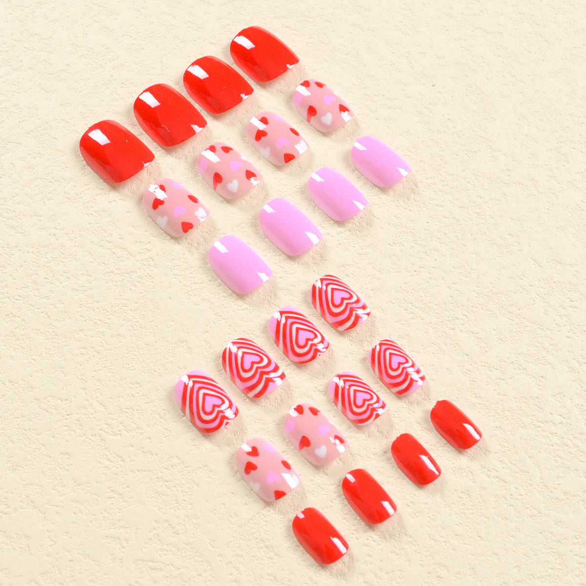 Europe and the United States Wear Nails Valentine's Day Series Wear Nail Art Love Flashing Hot Girl Wind Fake Nails Nail Pieces Finished Products Wholesale