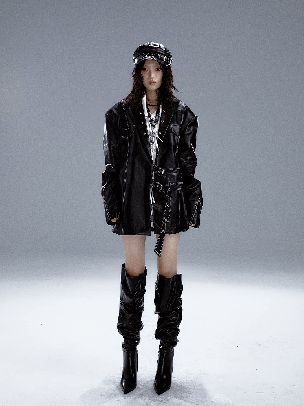 Metal Accents Heavy PU Leather Jacket