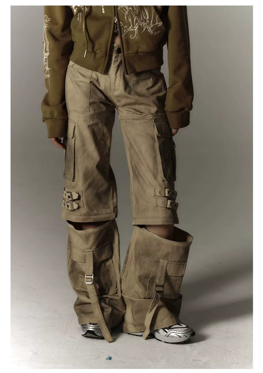 Washed Damage Workwear Wide Leg Pants