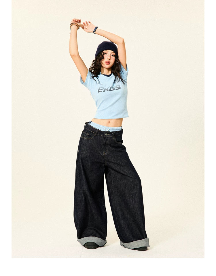 Stripe Letter Print Short Sleeve T-Shirt & Short Pants Setup
