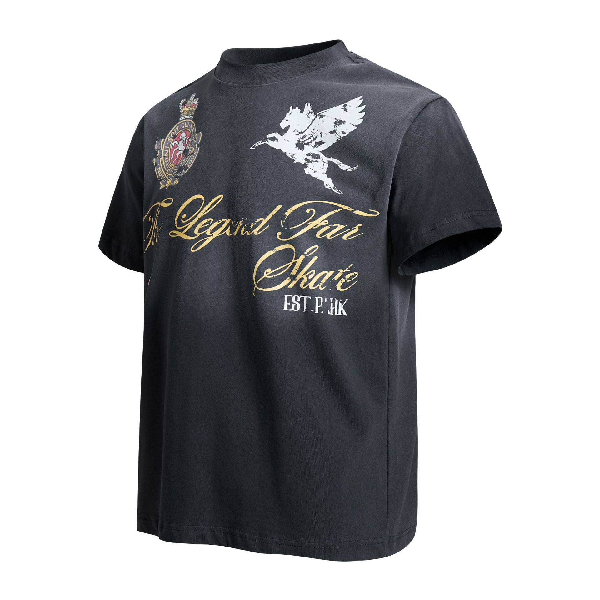 Washed Damage Badge Short Sleeve T-Shirt