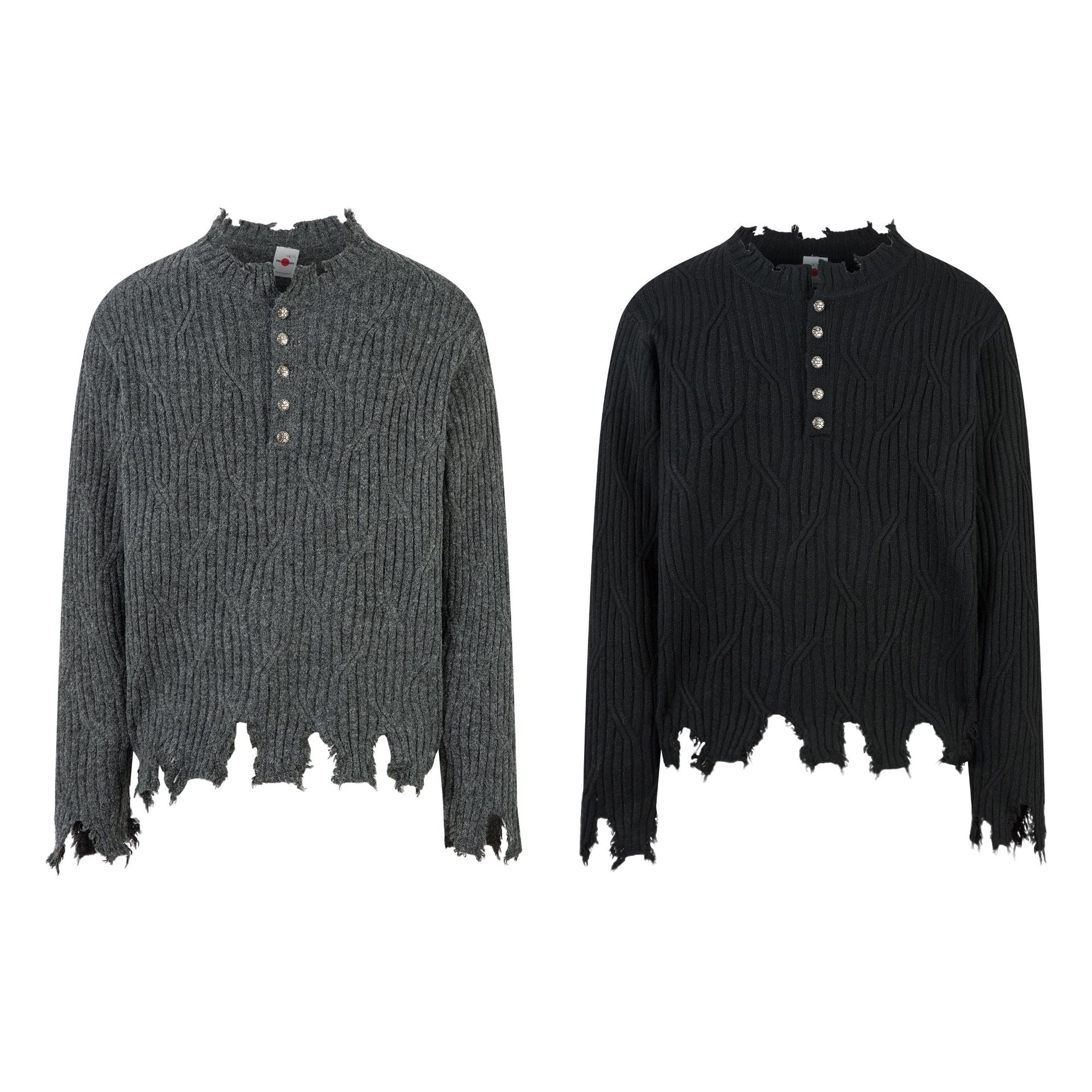 Frayed Hem Oversize Knit Sweater