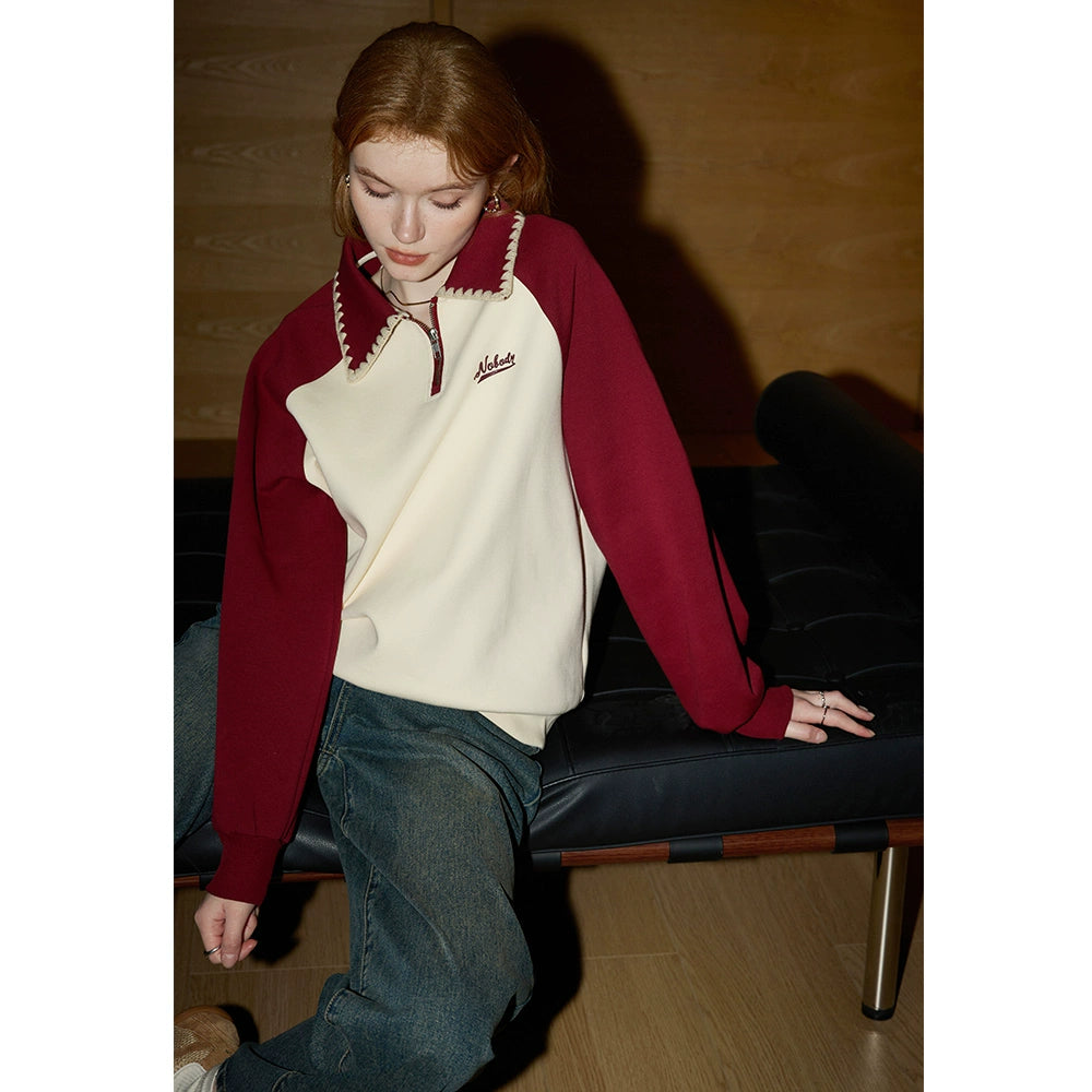 Sudadera retro bicolor con cremallera