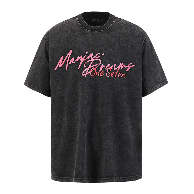 Washed Graphic Horse Print Short Sleeve T-Shirt