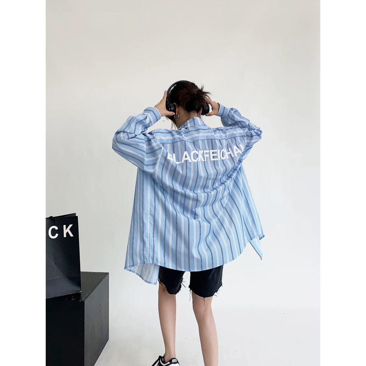 Unisex Oversize Stripe Long-Sleeve Shirt