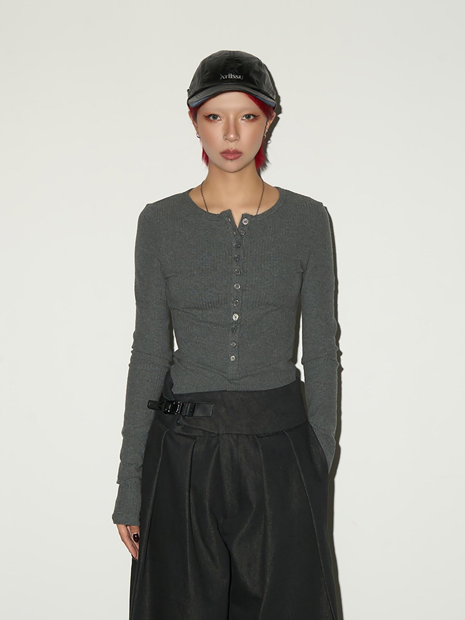 Fitted Knit Long Sleeve T-Shirt
