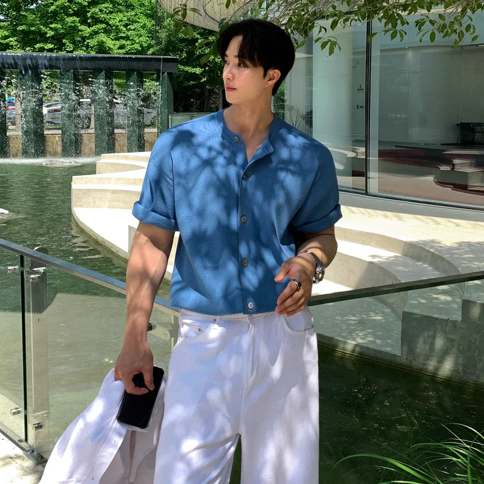 Simple Knit Short Sleeve Shirt