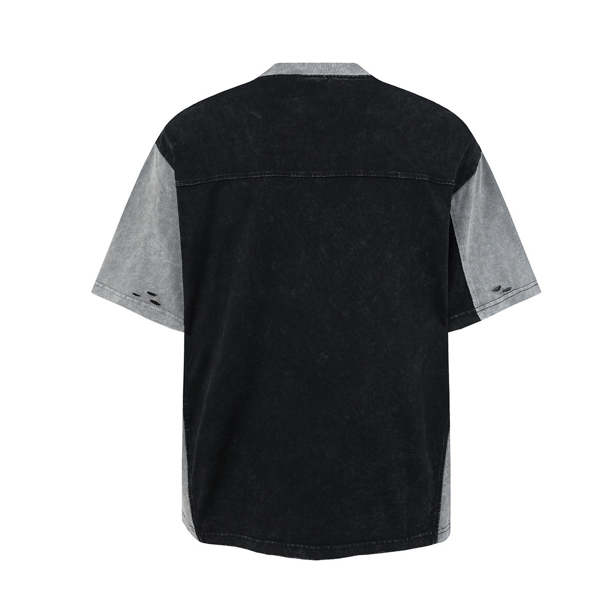 Washed Damage Patchwork Short Sleeve T-Shirt