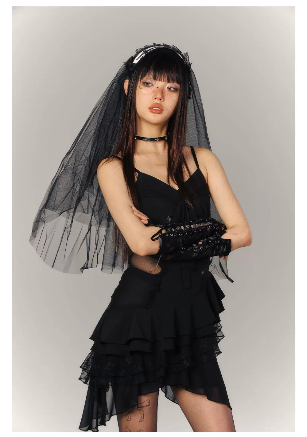 Lace Asymmetrical Layered Fitted Dress