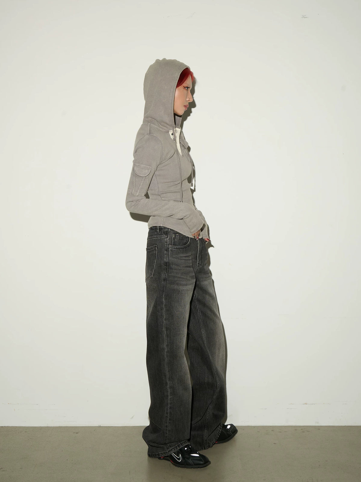 Multi-Pocket Button Knit Hoodie