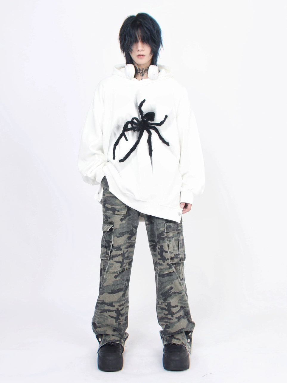Vintage High Street Spider Embroidery Hoodie