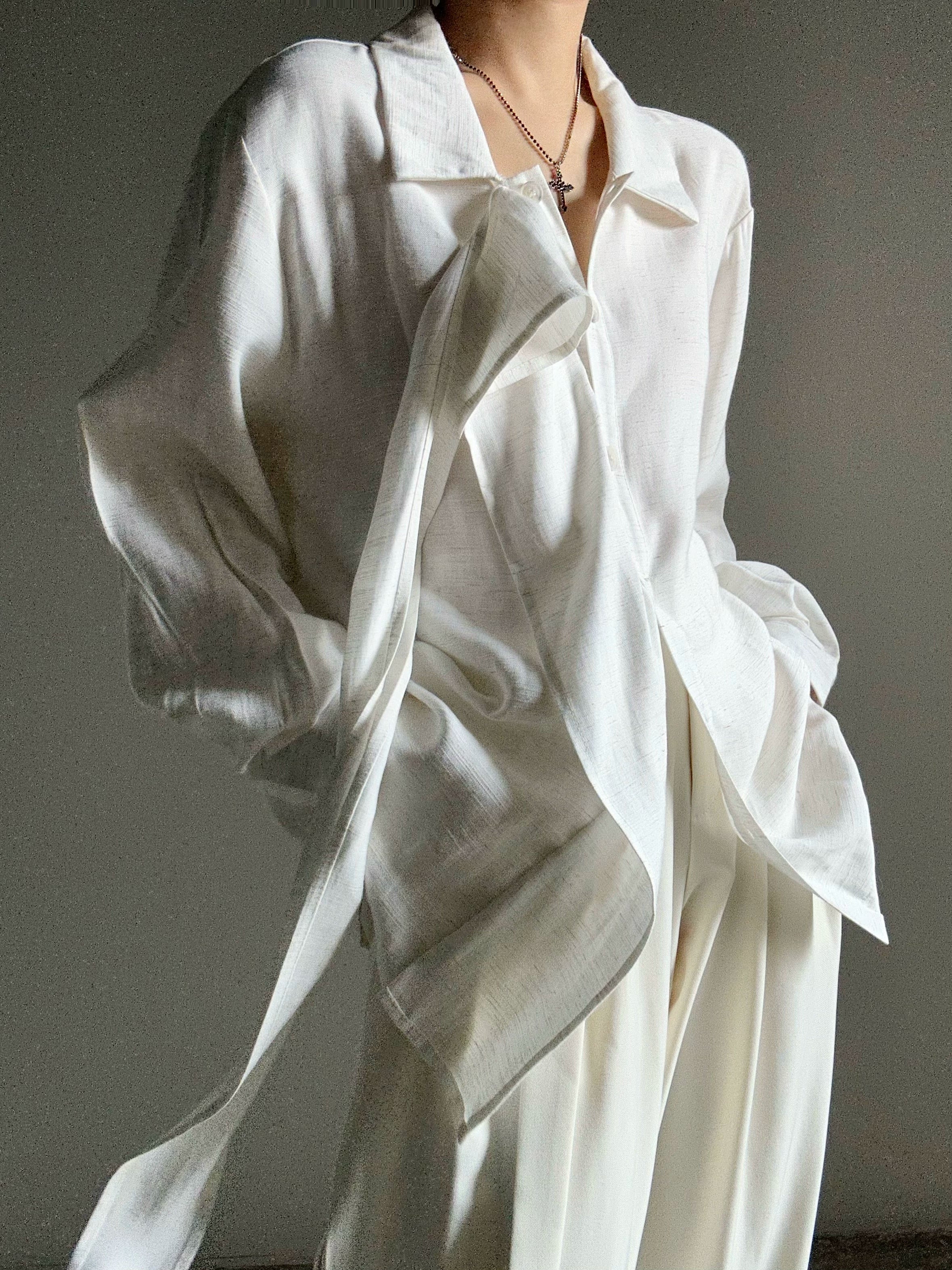 Draped Design Long Sleeve Shirt