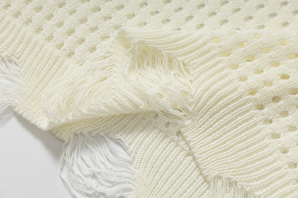 Mesh Damage Design Knit Vest