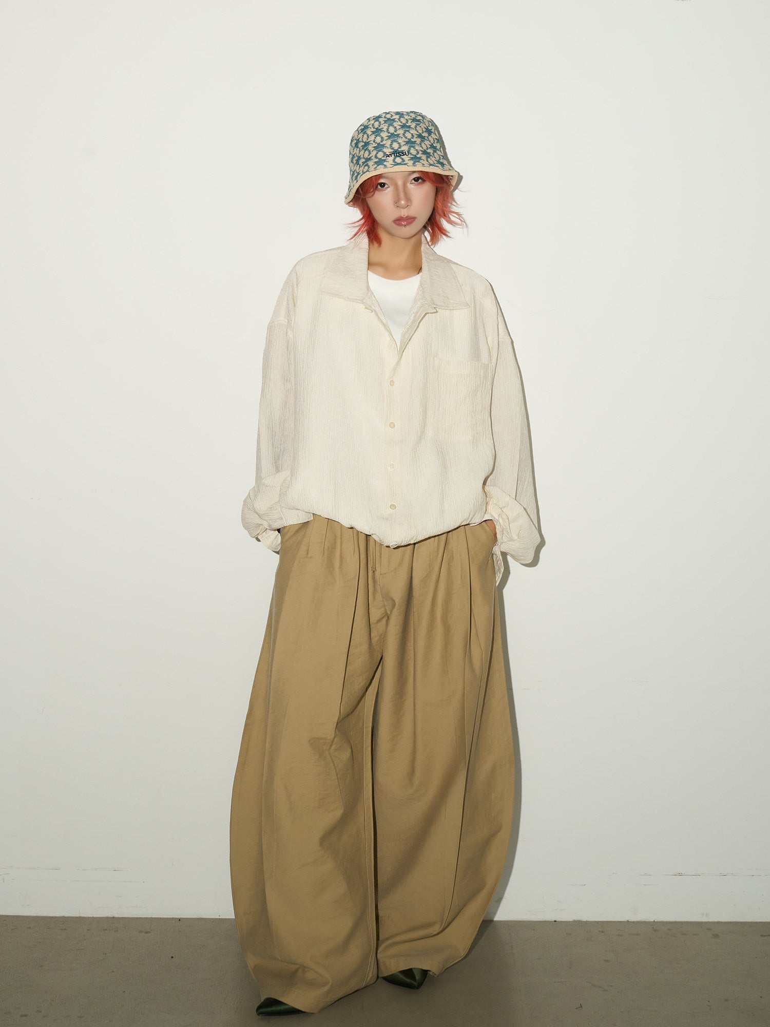 Textured Fabric Button Long Sleeve Shirt