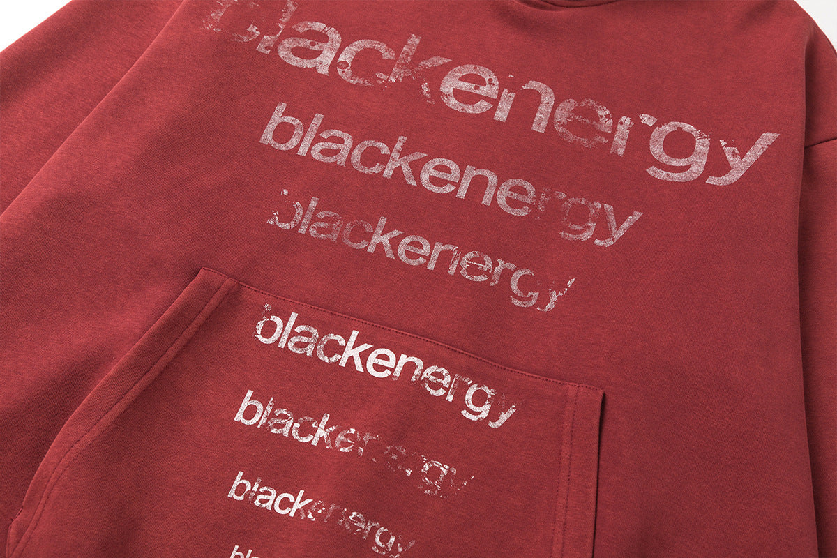 Washed Letter Print Hoodie