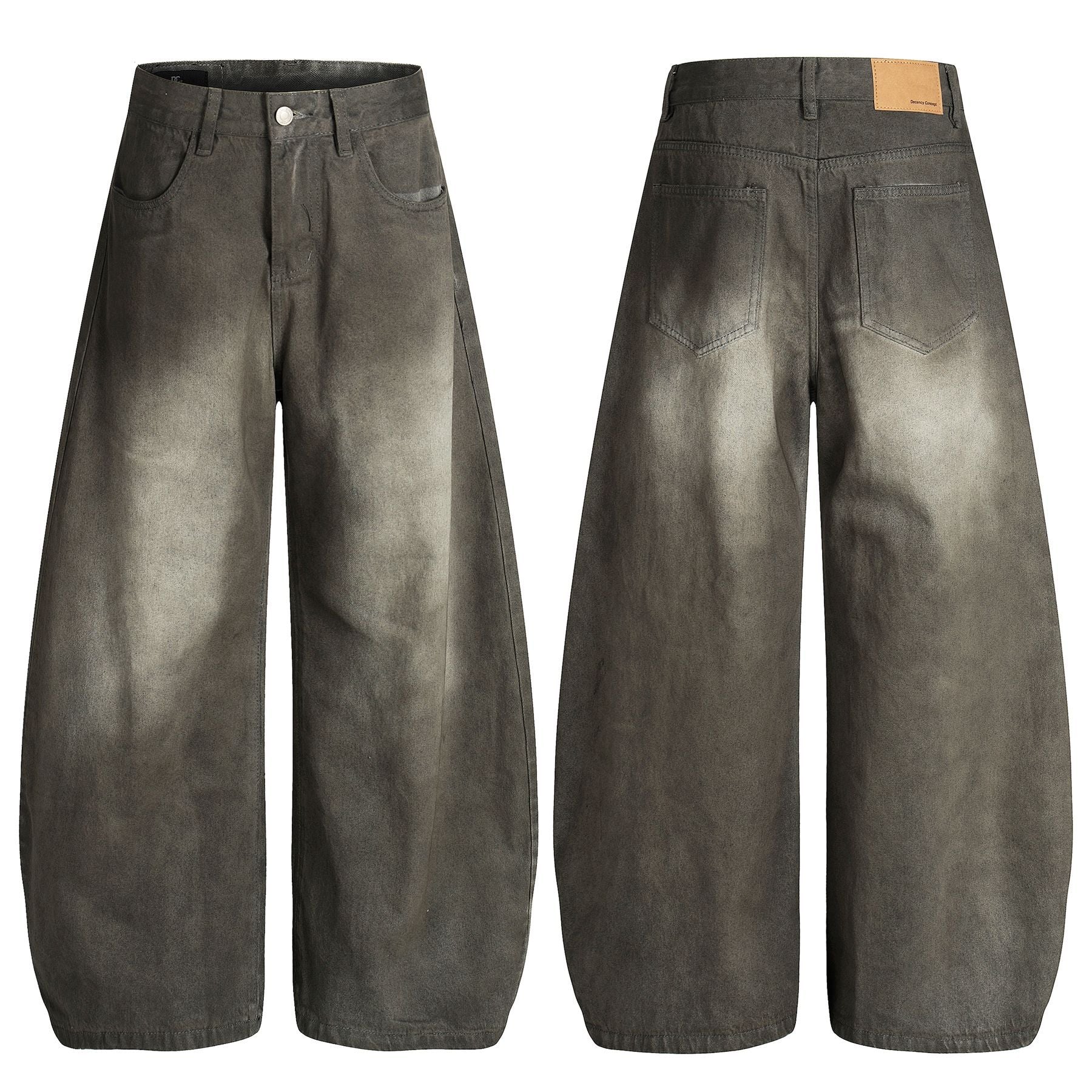 Dirty Washed Curved Denim Jeans