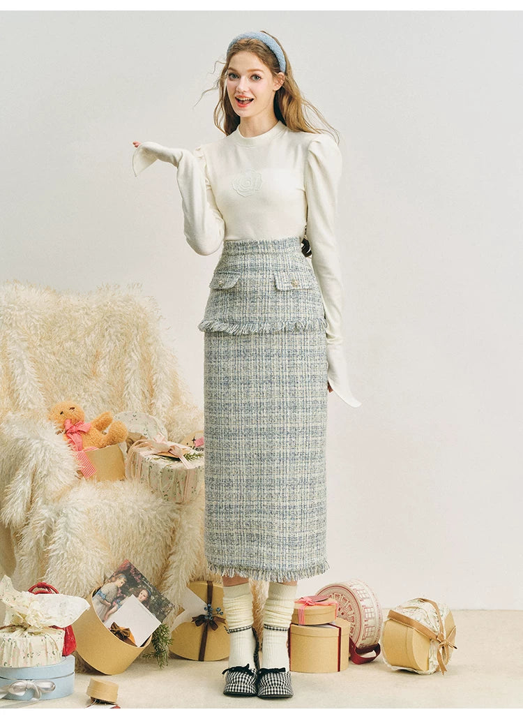 Bow Jacquard Jacket & Tassel Jacquard Short Skirt Setup