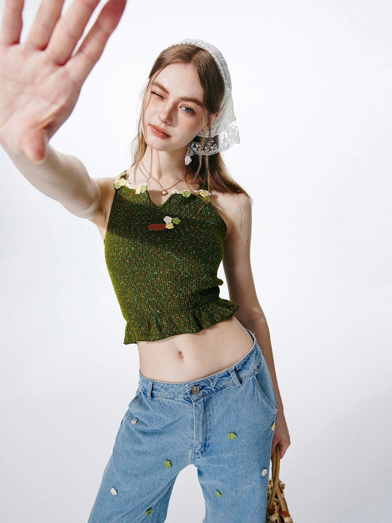 Hoyden Park Cutout Lace Crop Top