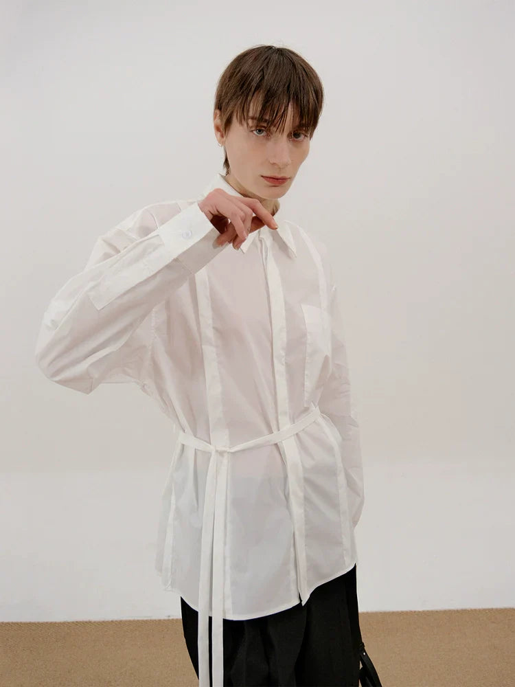 Camicia a maniche lunghe con cintura