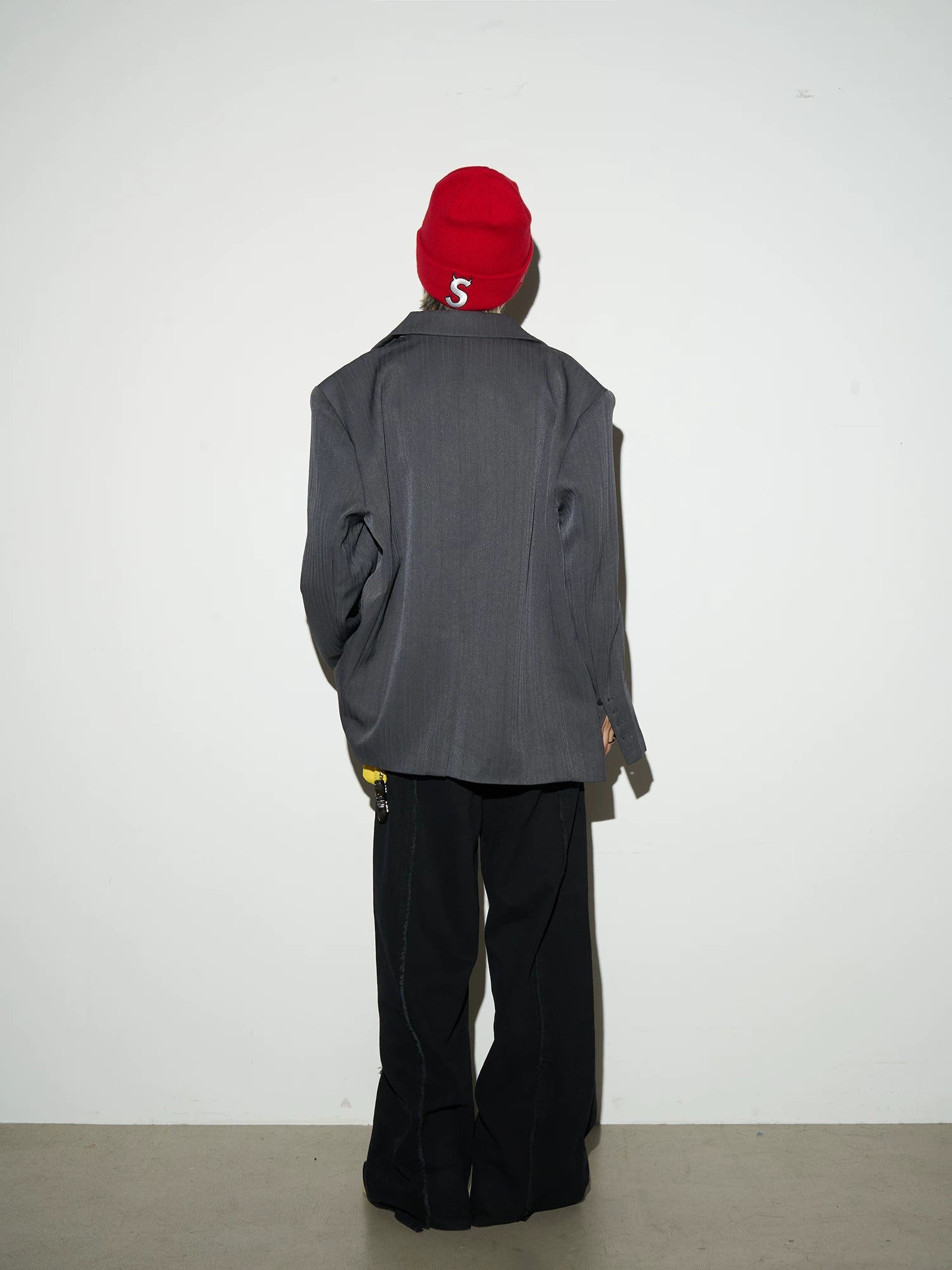 Shoulder-Pad Draped Tailored Jacket & Trousers Setup