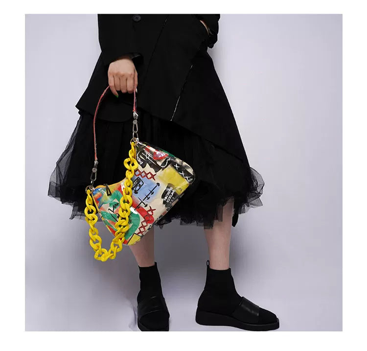 Graphic Design Chain Shoulder Bag