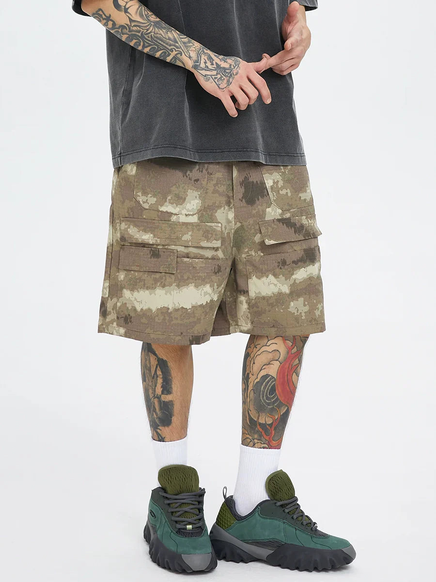 Camouflage Multi-Pocket Straight Cargo Short Pants