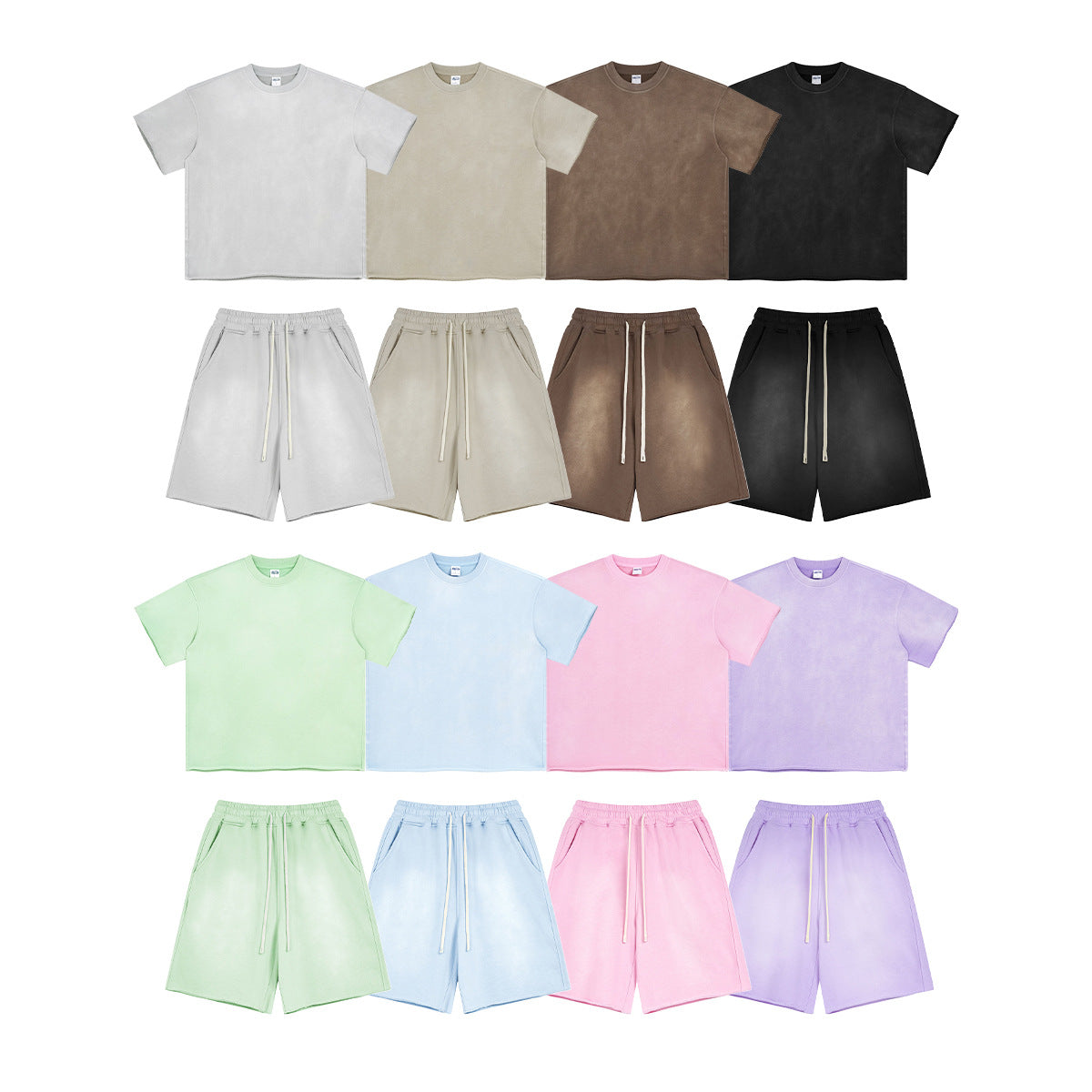 Oversize Spray-dyed Short-sleeve T-shirt & Spray-dyed Short Sweatpants Setup