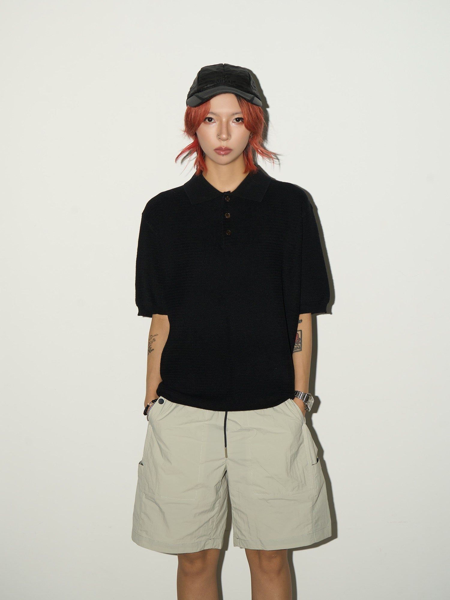 Blend Texture Polo Knit Polo Shirt