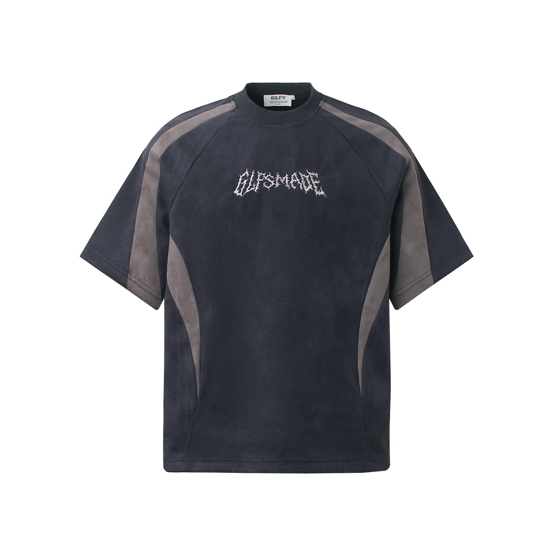 Color Block Suede Logo Short Sleeve T-Shirt
