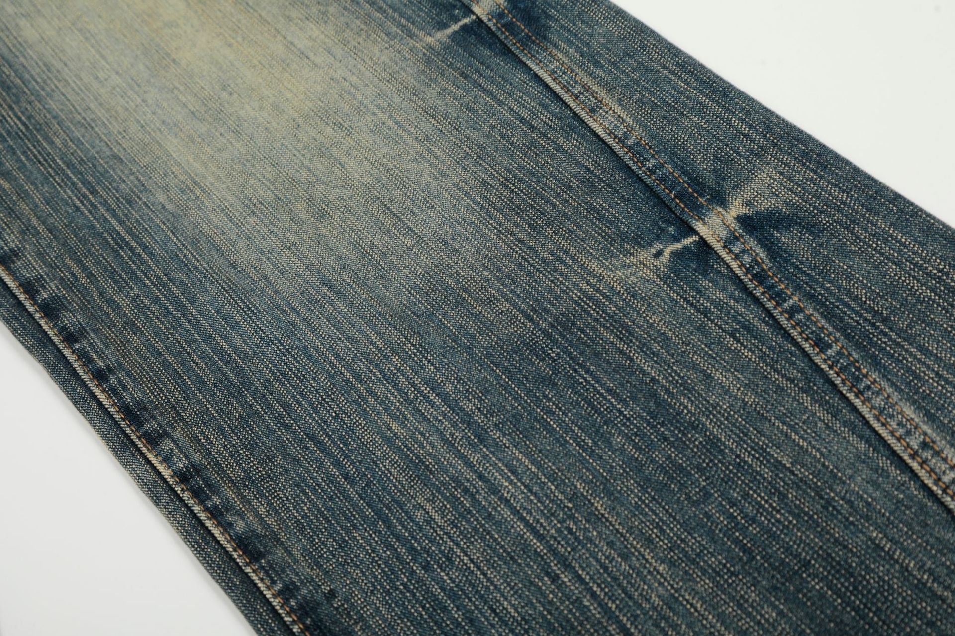 Fade Washed Straight Denim Jeans