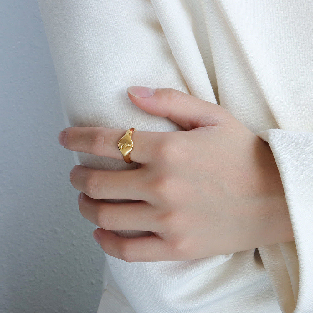 French Style Rose Index Finger Ring, Gold Tone Floral Design Band, Women's Fashion Jewelry, Elegant Statement Piece, Ideal Gift for Her, Best Seller in Dainty Rings, Trendy Stackable Accessory.