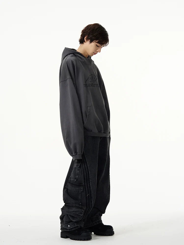 Felpa con cappuccio oversize ricamata