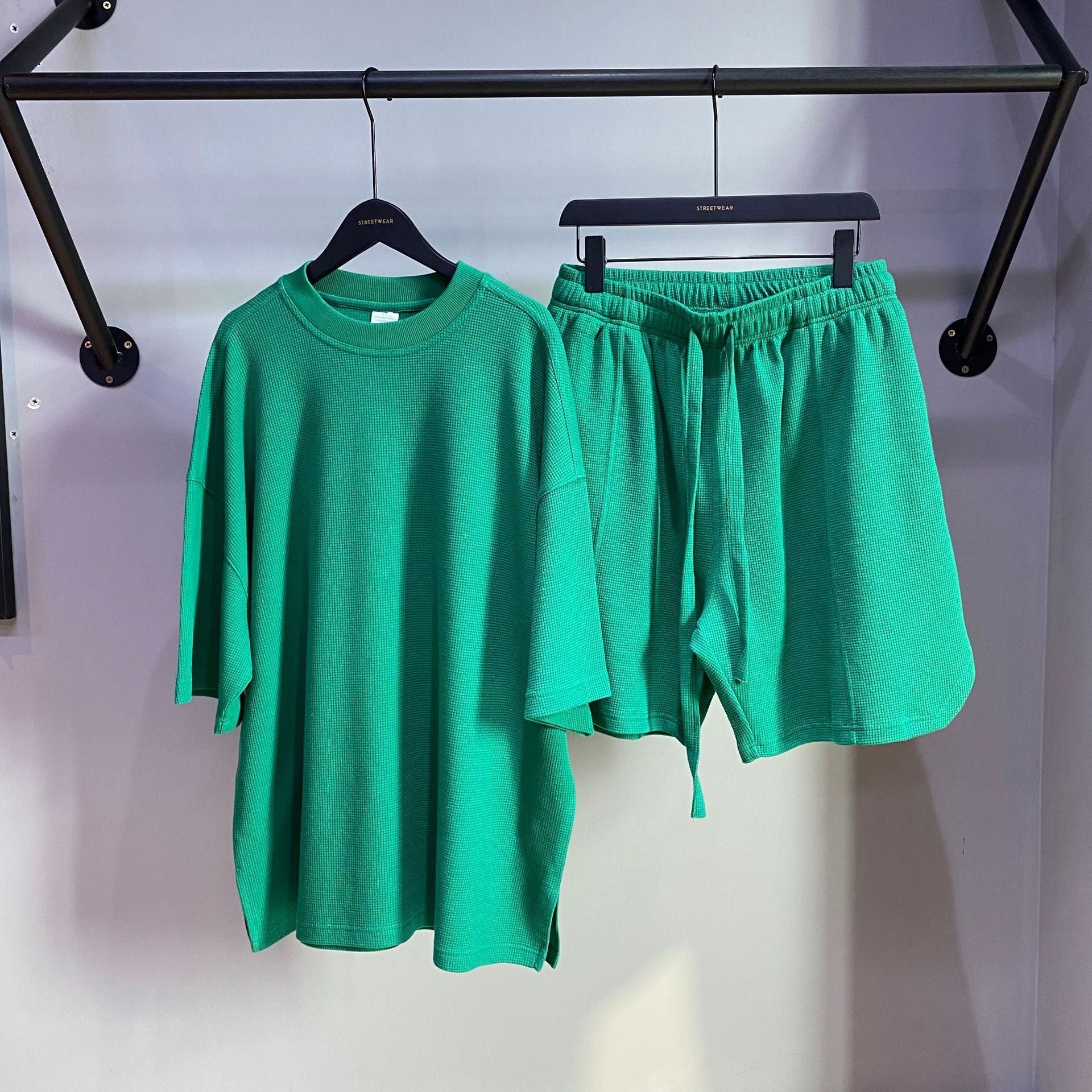 Oversize Waffle Short-sleeve T-shirt & Waffle Short Pants Setup