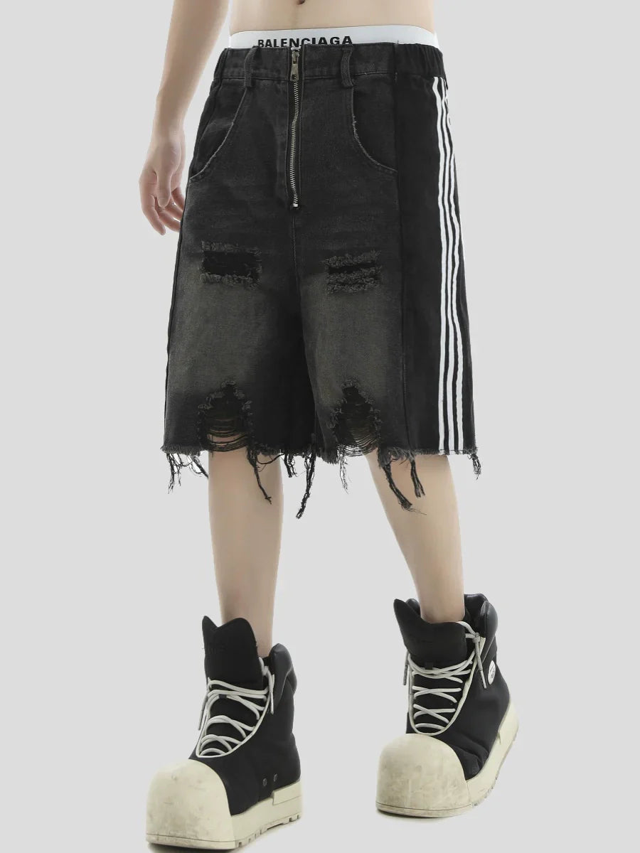 Raw-edge Denim Short Pants